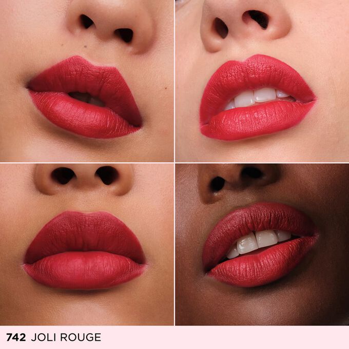 Close-up of a woman&rsquo;s lips, showcasing the hydration and colour results after applying Joli Rouge in Shade 742 V