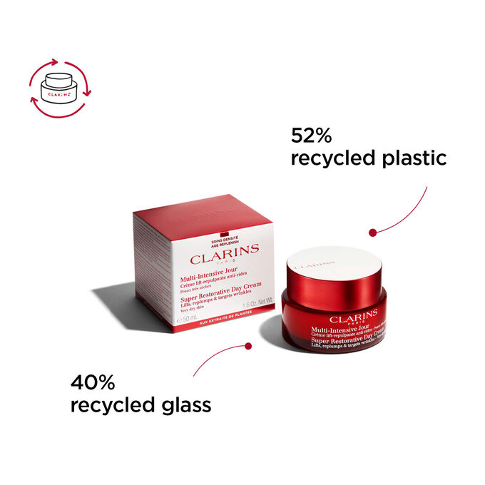 Super-Restorative Night Cream All Skin Type pack and packaging from recyled glass and recycled plastic