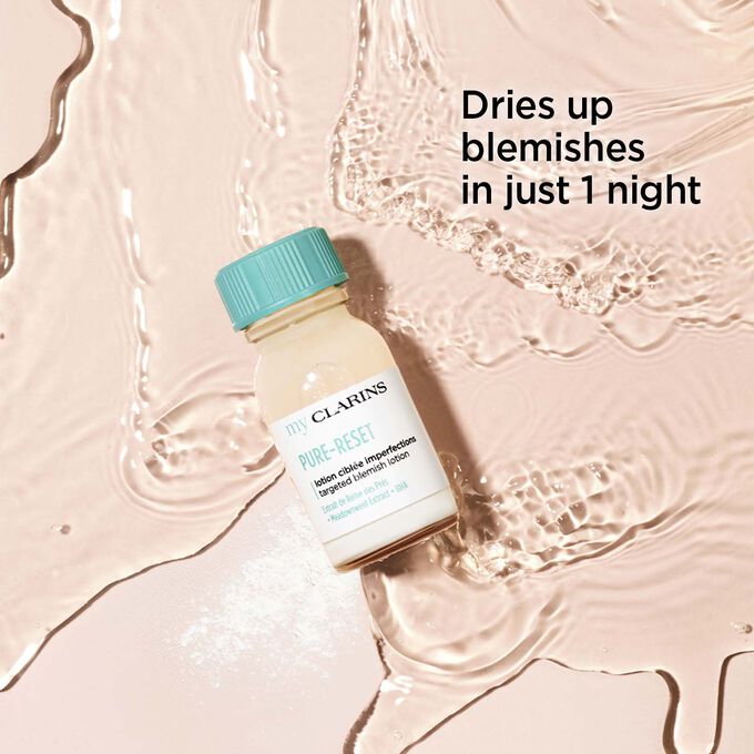 Pure-reset targeted blemish lotion on texture that dries up and blemish in one night