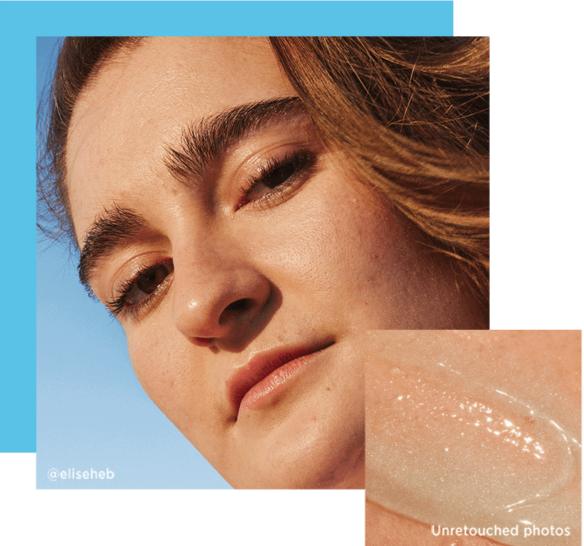 Blue coloured background, Model dry skin, Texture on skin gel Blue coloured background, Model dry skin, Texture on skin gel